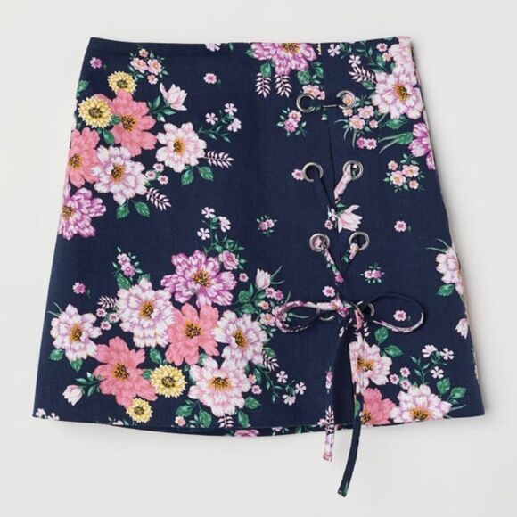 H&M floral twill skirt size 8 - Picture 1 of 8
